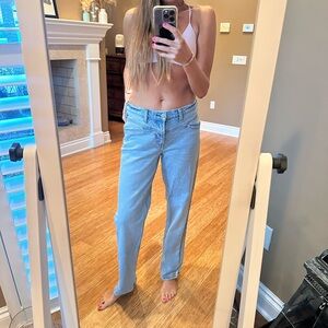 Abercrombie & Fitch Women's Light Blue Straight Leg Jeans